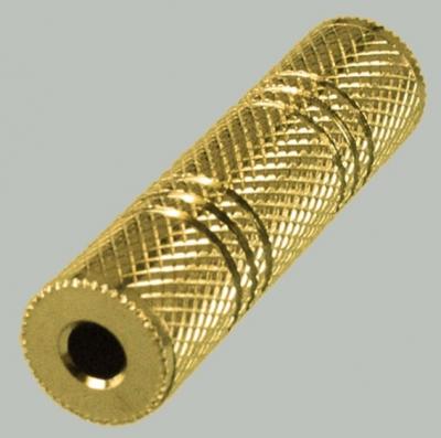 Переходник гн.3,5 стерео - гн.3,5 стерео, металл Gold