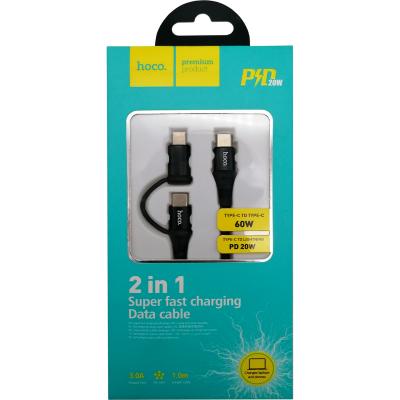 Кабель 2 в 1 Type C - Lightning 8pin+Type C, 1,0м, HOCO X50 Exquisito PD 60W, черный