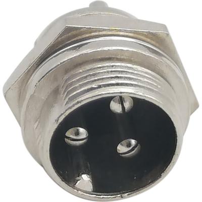 MIC16 (GX16) штекер 3pin, на корпус (7А, 125В)