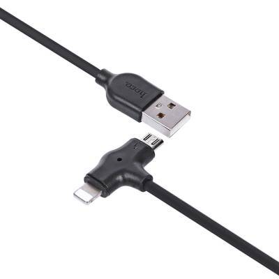 Кабель 2 в 1 USB - Lightning 8pin+micro USB, 1,2м, HOCO X10 Series, черный