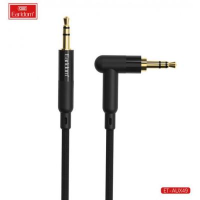 Jack 3,5mm - Jack 3,5mm 1,0м stereo Earldom ET-AUX49, угловой, черный