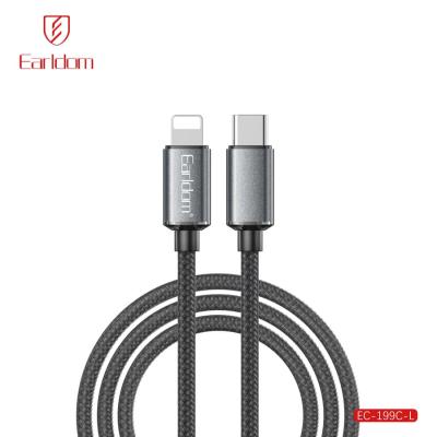 Кабель Type C - Lightning 8pin, 1,2м, Earldom EC-199C-L, 30W PD, нейлон, черный