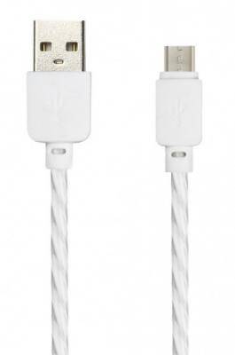Кабель USB - micro USB, 1,0м, Smartbuy, SILICONE SPIRAL, 2A, белый (ik-12SPS white )