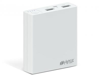 Портативный аккумулятор 7500 мАч, Hiper RP7500 Li-Ion, 2.1A+1A,2xUSB, белый***