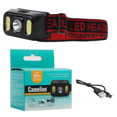 Фонарь налобный Camelion LED53417 (3W XPE+2 x COB LED,5реж, Type-C)
