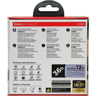 Беспроводные наушники HOCO EQ4 Graceful, bluetooth, в кейсе, белый