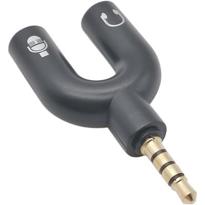 Переходник шт.3,5 (4pin) - 2 гн.3,5 (MIC+headphones) черный A3234