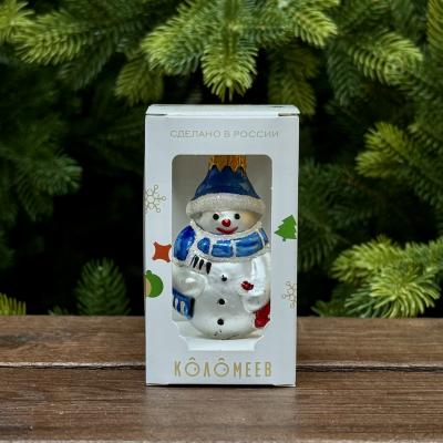 Игрушка ёлочная, 1шт. 9см. Снеговик с метлой, голубой