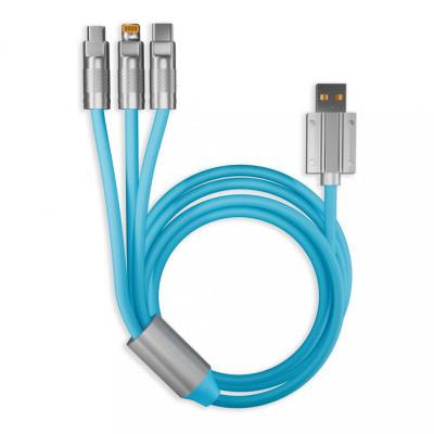 Кабель 3 в 1 USB -  Lightning 8pin+micro USB+Type C, 1,0м, SmartBuy BOLD, IK-312QBOMB2-BLUE, синий