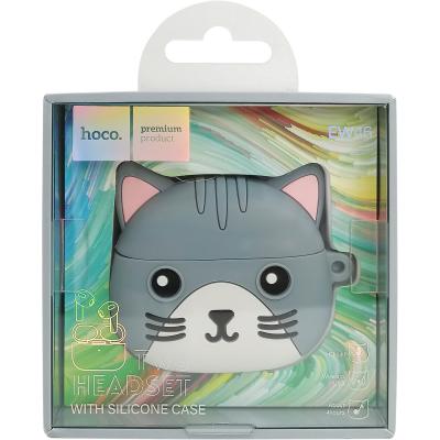 Беспроводные наушники HOCO EW46 Cat, Bluetooth, в кейсе, белый/серый (Mysterious Cat)