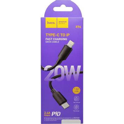 Кабель Type C - Lightning 8pin, 1,0м, HOCO X96, 2.4A PD 20W, черный
