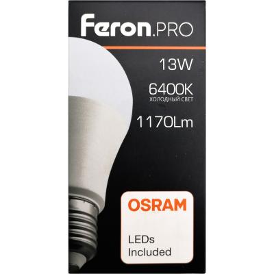 LED лампа A60/13W/6400/E27, Feron.PRO /38034/***