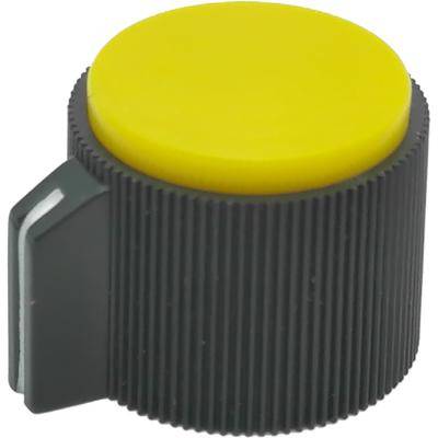 Ручка переменного резистора на вал 6мм. d-19,5*16,2мм, пластик, с носиком, черно-желтый