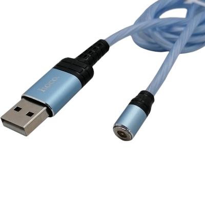 Кабель USB - Micro USB, 1,0м, HOCO U90 Ingenious streamer, LED, магнит, синий