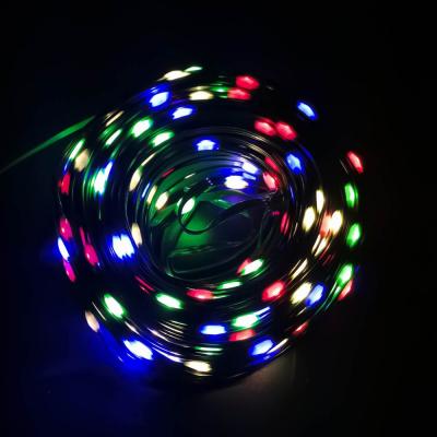 Гирлянда нитевая, уличная, 50м, 400LED, RGB, капля на тройном проводе (зел), IP44, LX-130