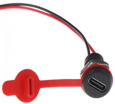 Гнездо питания USB Type-c на корпус с проводами, с заглушкой