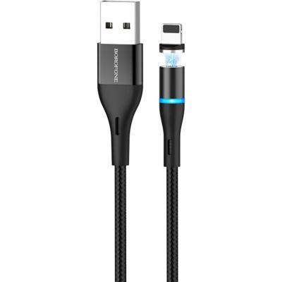 Кабель USB - Lightning 8pin, 1,2м, BOROFONE BU16 Magnetic, черный**