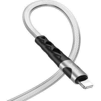 Кабель USB - Lightning 8pin, 1,2м, HOCO U105 Treasure, гелевая оплетка, серебро