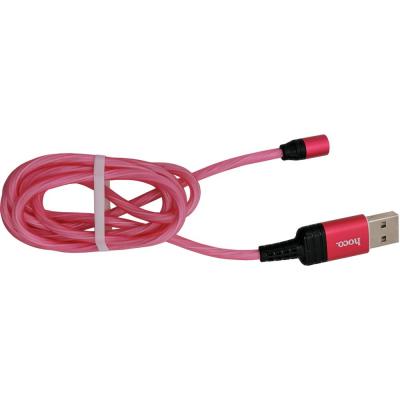 Кабель USB - Lightning 8pin, 1,0м, HOCO U90 Ingenious streamer, LED, магнит, красный