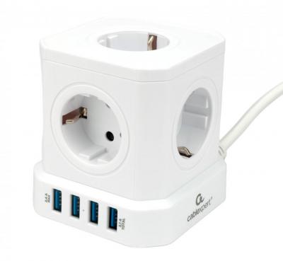 Сетевой фильтр, 4USB, 5 розеток, 2,0м, ,белый TWR-5-U4-W-2
