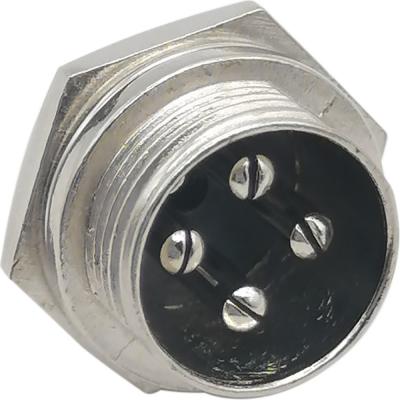 MIC16 (GX16) штекер 4pin, на корпус (7А, 125В)