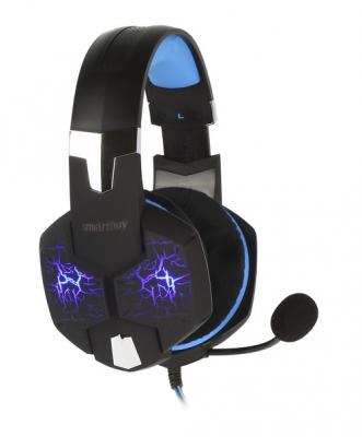 Полноразмерная игровая гарнитура SmartBuy RASH TAIPAN, вирт.звук 7.1, велюр, черн/син (SBHG-3000)