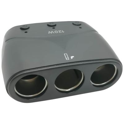 Разветвитель прикуривателя, 3 гнезда+2USB 1,2А, OLESSON 1679