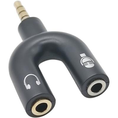 Переходник шт.3,5 (4pin) - 2 гн.3,5 (MIC+headphones) черный A3234