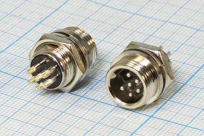 MIC16 (GX16) штекер 6pin, на корпус (7А, 125В)