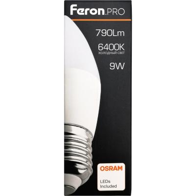 LED лампа C37/09W/6400/E27, Feron.PRO /38064/***