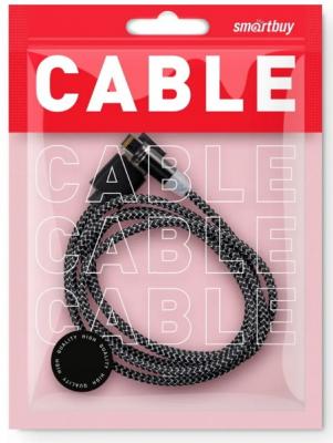 Кабель USB - Lightning 8pin, 1,0м, Smartbuy, магнитный штекер, до 2А, черный (iK-510mt-2)***