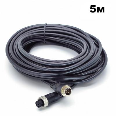Шнур для камер, 5м, OT-VNW04 (4pin-RS765(M12) гнездо-штекер)