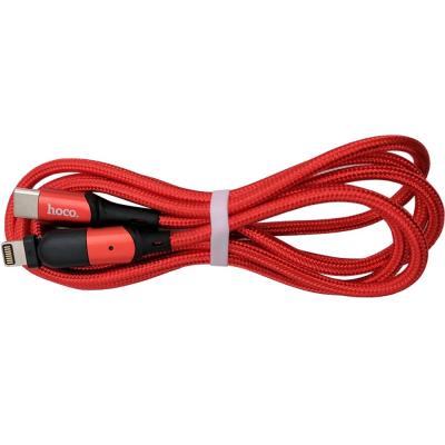 Кабель Type C - Lightning 8pin, 1,2м, HOCO U100 3.0А 20W PD, красный