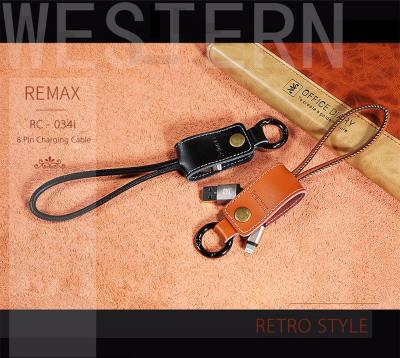 Кабель USB - Lightning 8pin, Remax Western RC-034i, брелок, черный