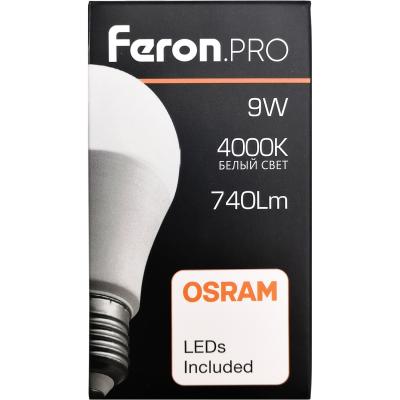 LED лампа A60/09W/4000/E27, Feron.PRO /38027/***