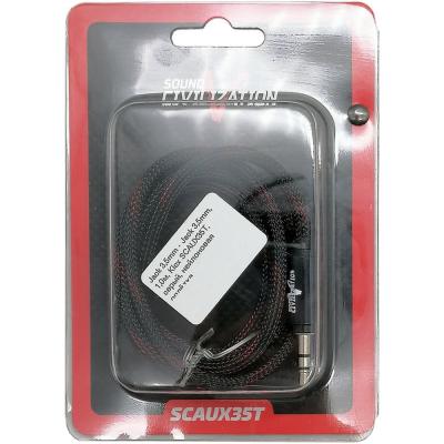 Jack 3,5mm - Jack 3,5mm 1,0м, Kicx SCAUX35T, серый, нейлоновая оплётка