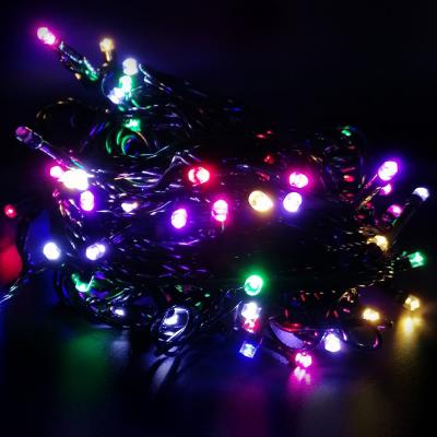 Гирлянда нитевая уличная, 10м, 80LED, RGB/2 LED мерц, Ч.П. LX-217