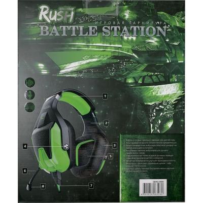 Игровая гарнитура Smartbuy RUSH BATTLE STATION, LED, микрофон, черн/зелен (SBHG-9500)**