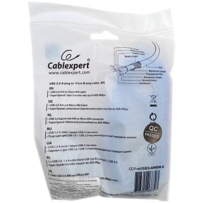Кабель USB - micro USB 3.0, 1,8м, Pro Cablexpert CCP-mUSB3-AMBM-6, экран