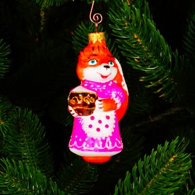 Игрушка ёлочная, 1шт. 11см. Лисичка розовая /ФУ-554/3