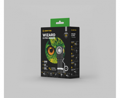 Фонарь налобный ARMYTEK WIZARD C2 PRO, белый, 1*18650