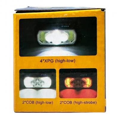 Фонарь налобный MH-220, 4*XPG LED+2*COB, встр. акб, Type-C