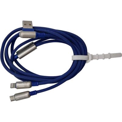 Кабель 2 в 1 USB - Lightning 8pin+micro USB, 1,5м, HOCO U17 Series, синий