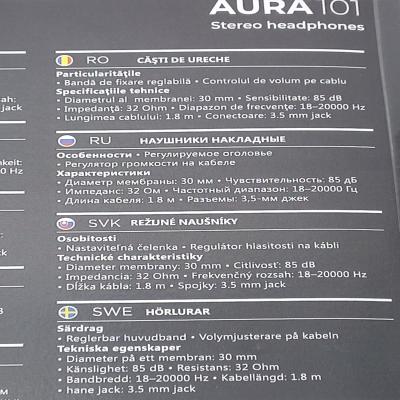 Наушники DEFENDER Aura HN-101 накладные, кабель 1,8 м., черные