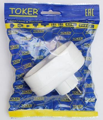 Разветвитель сетевой 2-местный, с/з, 16А, 250В, белый, TOKER 2T2 /инд. уп/