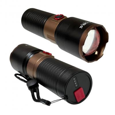 Фонарь ручной CB-X53-TG, Laser LED, ZOOM, функц. powerbank, встр. акб, Type-C
