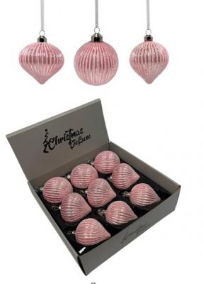 Игрушка ёлочная, 1шт. 8см. шар/капля/луковка, розовый, Christmas Deluxe, box9 /13990/