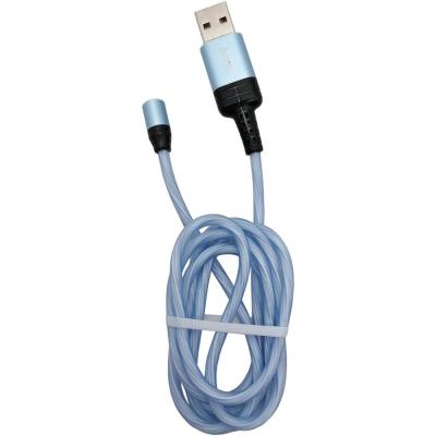 Кабель USB - Lightning 8pin, 1,0м, HOCO U90 Ingenious streamer, LED, магнит, синий