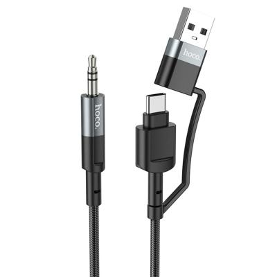 Jack 3,5mm - TYPE-C+USB 1,0м, HOCO UPA23, черный