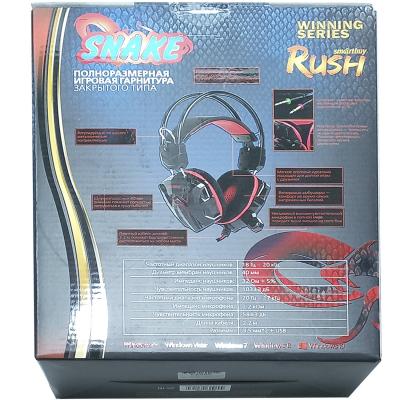 Полноразмерная игровая стереогарнитура SmartBuy RUSH SNAKE, велюр, черн/красная (SBHG-1300)